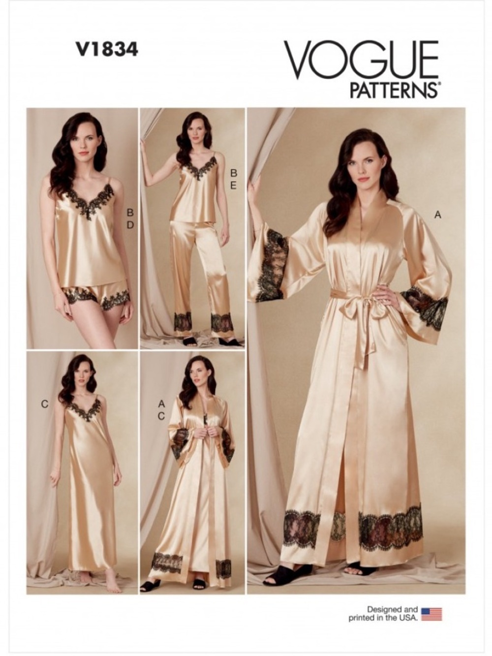 Vogue Sewing Pattern - Satin Robe & Lingerie Set - Picture 4 of 4
